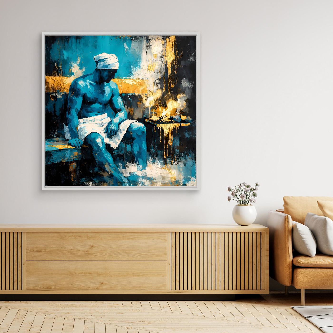 Leinwand Entspannung in der Sauna | Modernes Abstraktes Wellness Wandbild