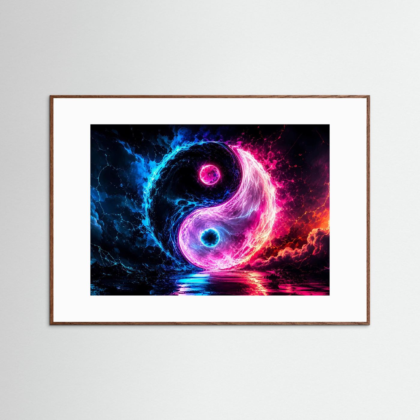Yin Yang Neon Energie | Kosmische Balance in Blau & Pink