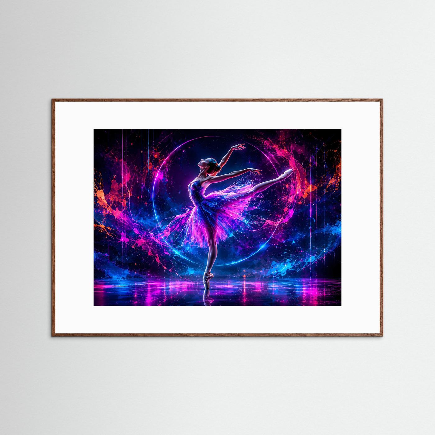 Neon Ballerina Poster | Leuchtende Tanzkunst in Pink Blau | Moderne Abstrakte Ballett Wandkunst | Futuristischer Kunstdruck
