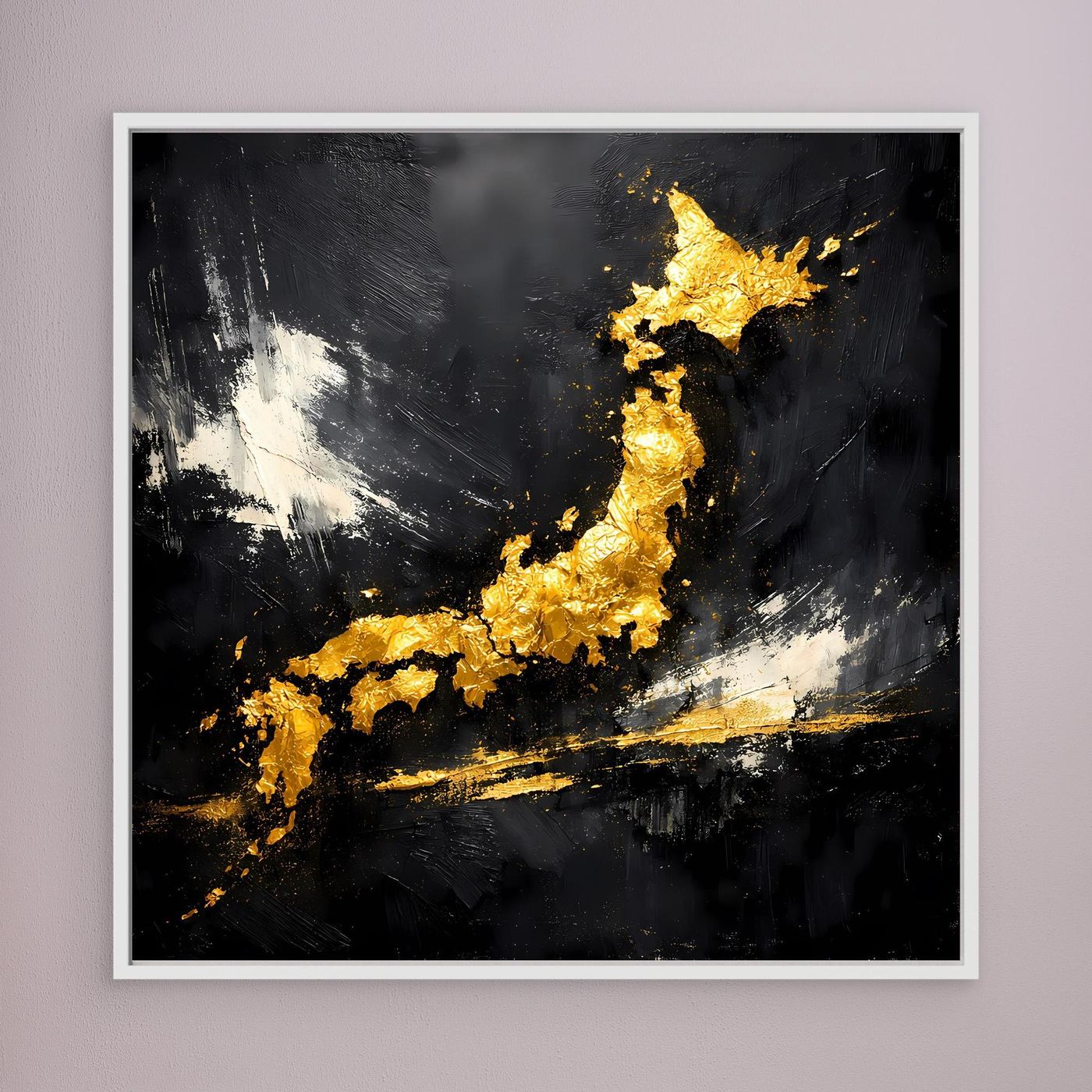 Leinwand Elegante Japan-Karte in Gold & Schwarz | Modernes Abstraktes Wandbild
