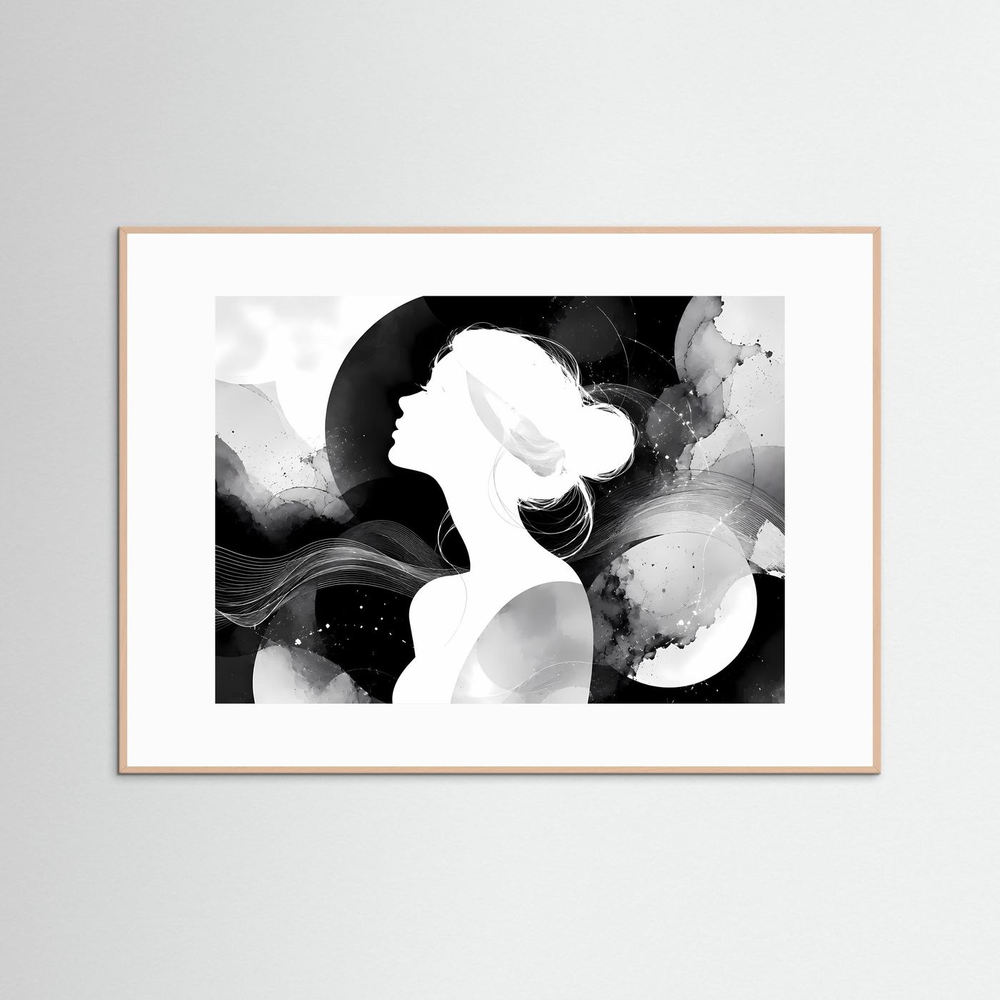 Abstrakte Frauen Silhouette Schwarz Weiß | Minimalistische Wandkunst | Modernes Line Art Poster | Elegante Monochrome Kunst | Zeitlose Leinwand