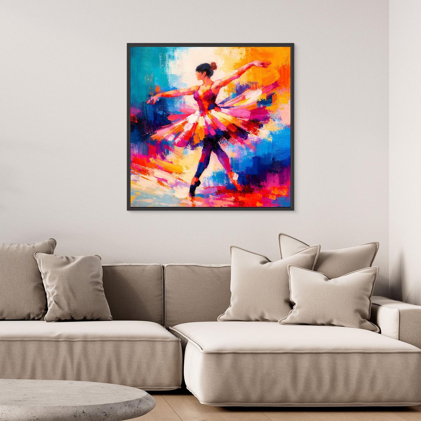 Leinwand Elegante Ballerina beim Tanz | Abstraktes Ballett & Musik Wandbild
