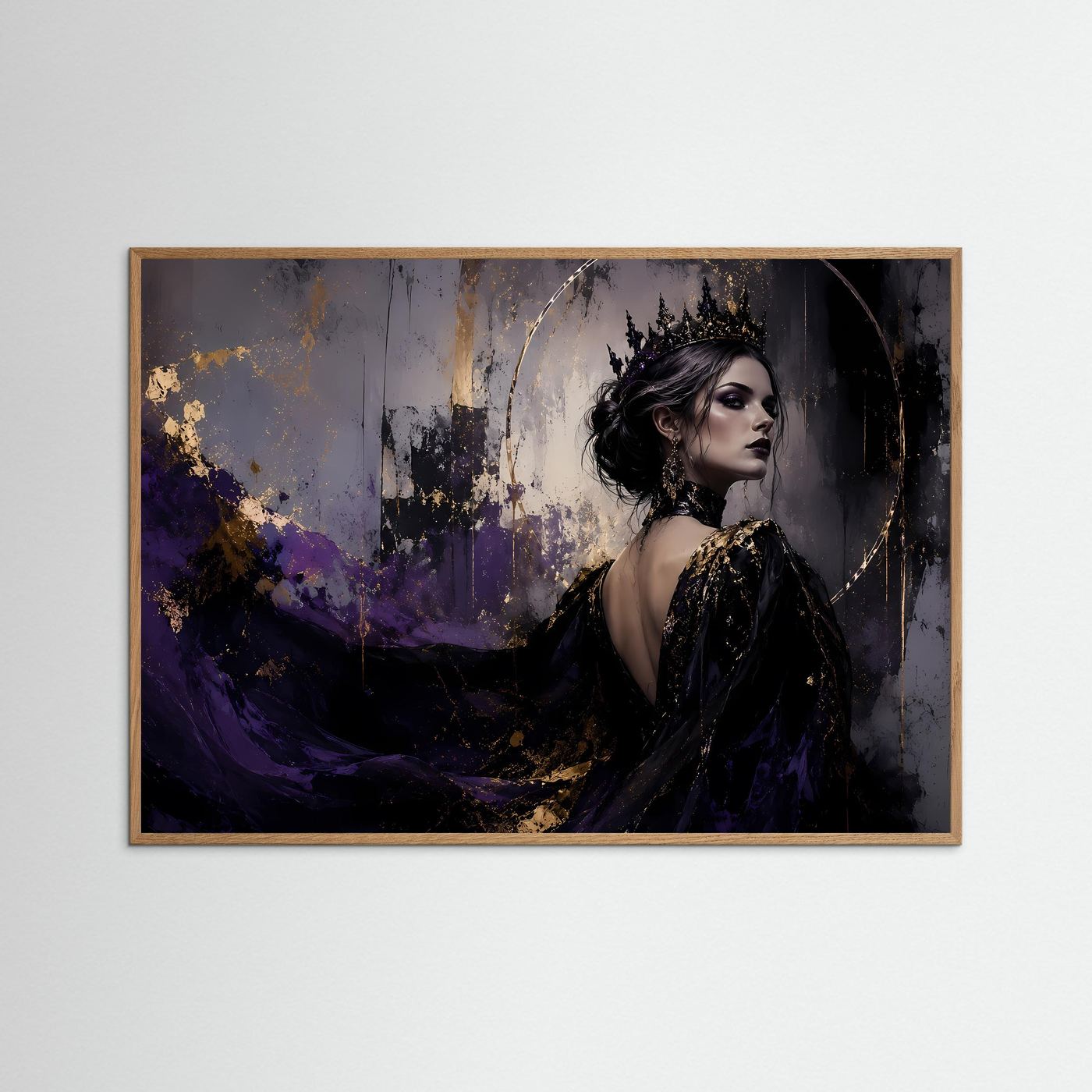 Gothic Queen & Dunkle Eleganz | Fantasy Königin Poster mit Gold- und Violett-Akzenten