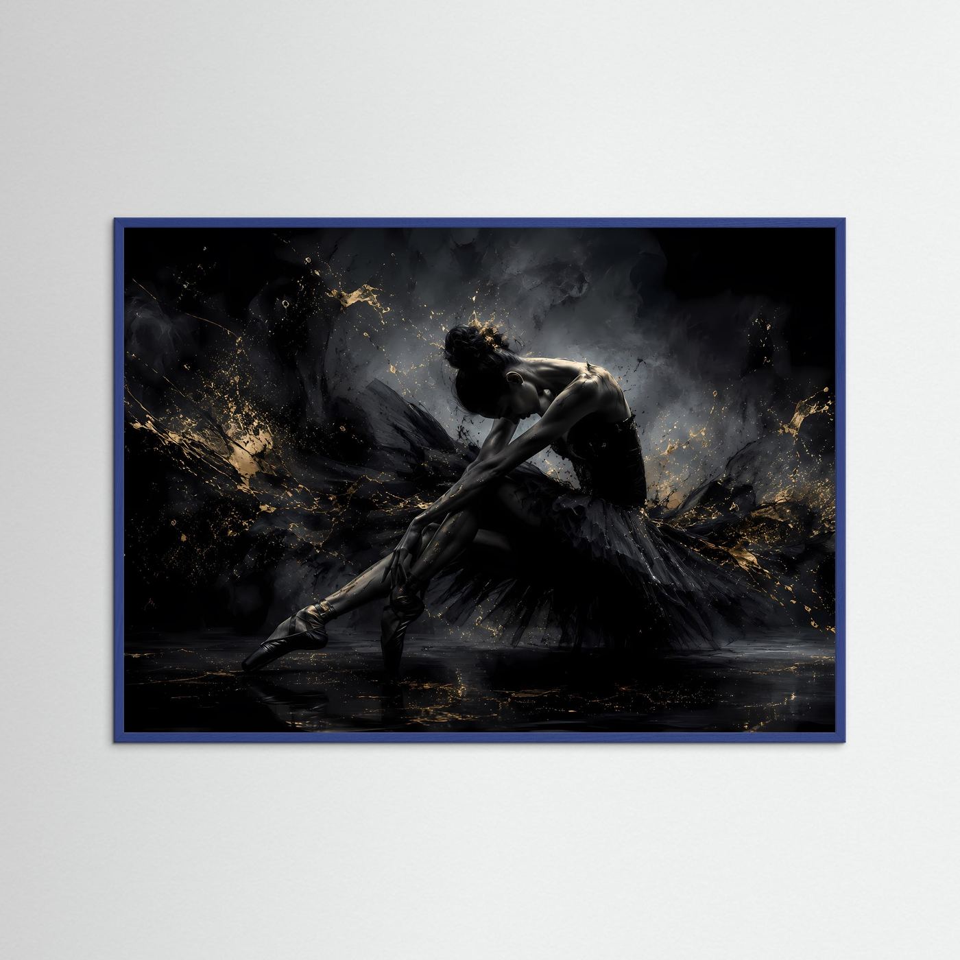 Anmut in Schwarz & Gold | Elegantes Ballerina Poster im Modern Art Stil