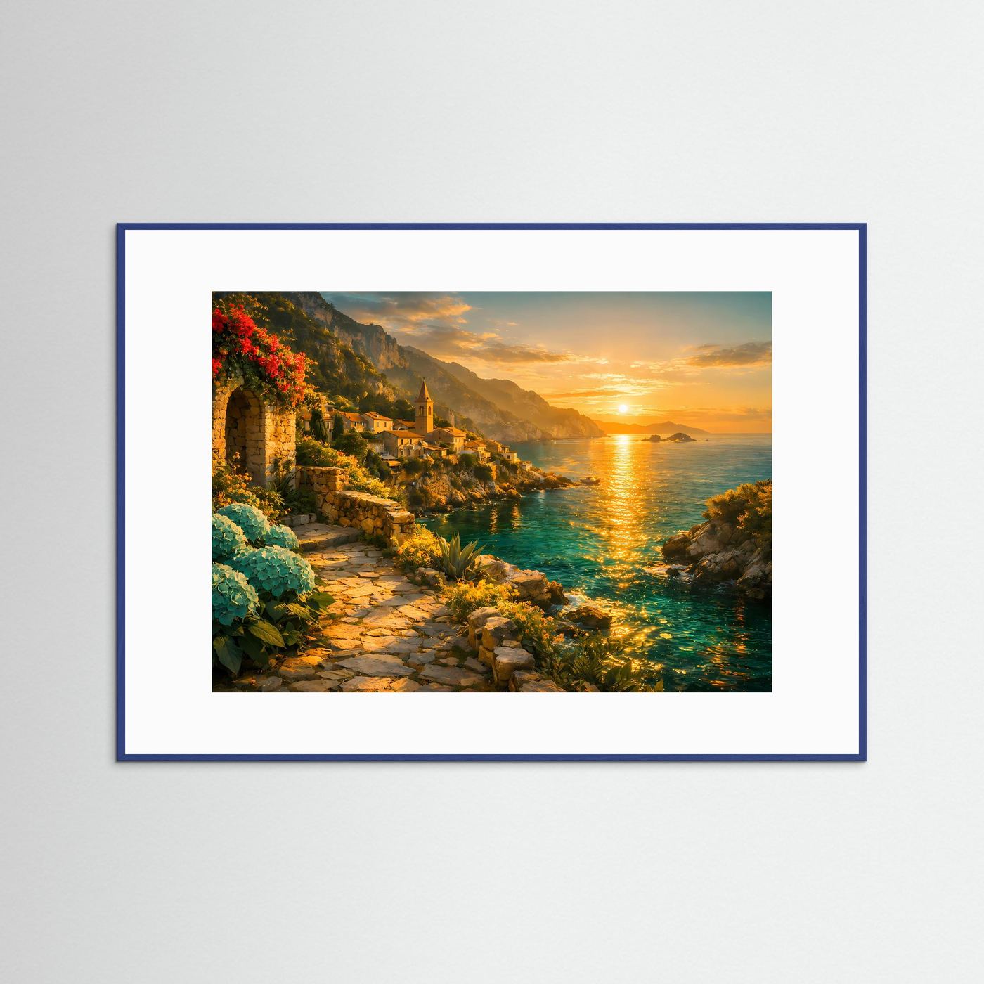Sonnenuntergang an der Amalfitanischen Küste | Panorama Natur & Küsten Poster Querformat