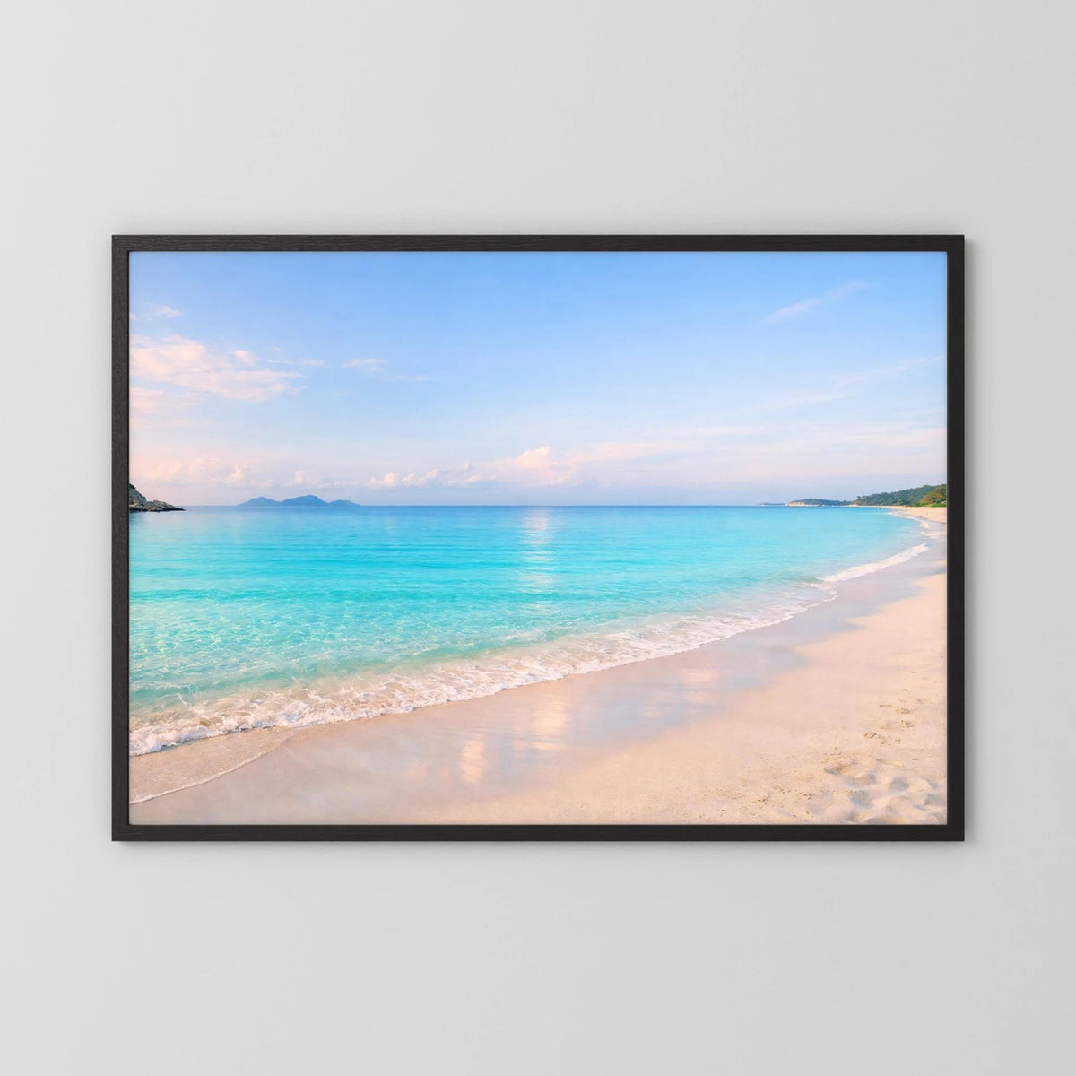 Horizontales Strand-Wandbild mit schwarzem Rahmen