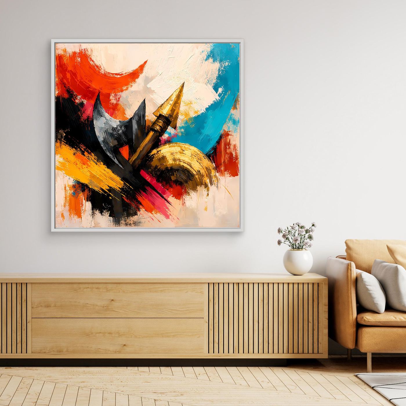 Premium Leinwand Abstrakte Wikinger Waffen | Modernes Kunst Poster Historische Wanddeko