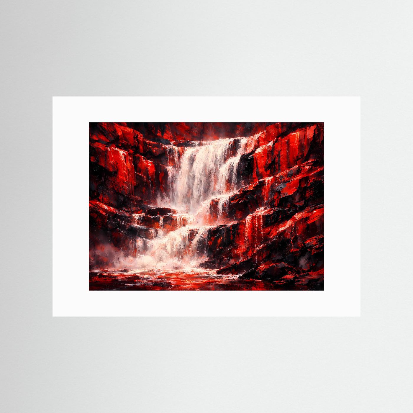 Dramatischer roter Wasserfall | Gewaltige Natur & Felsen Poster Querformat