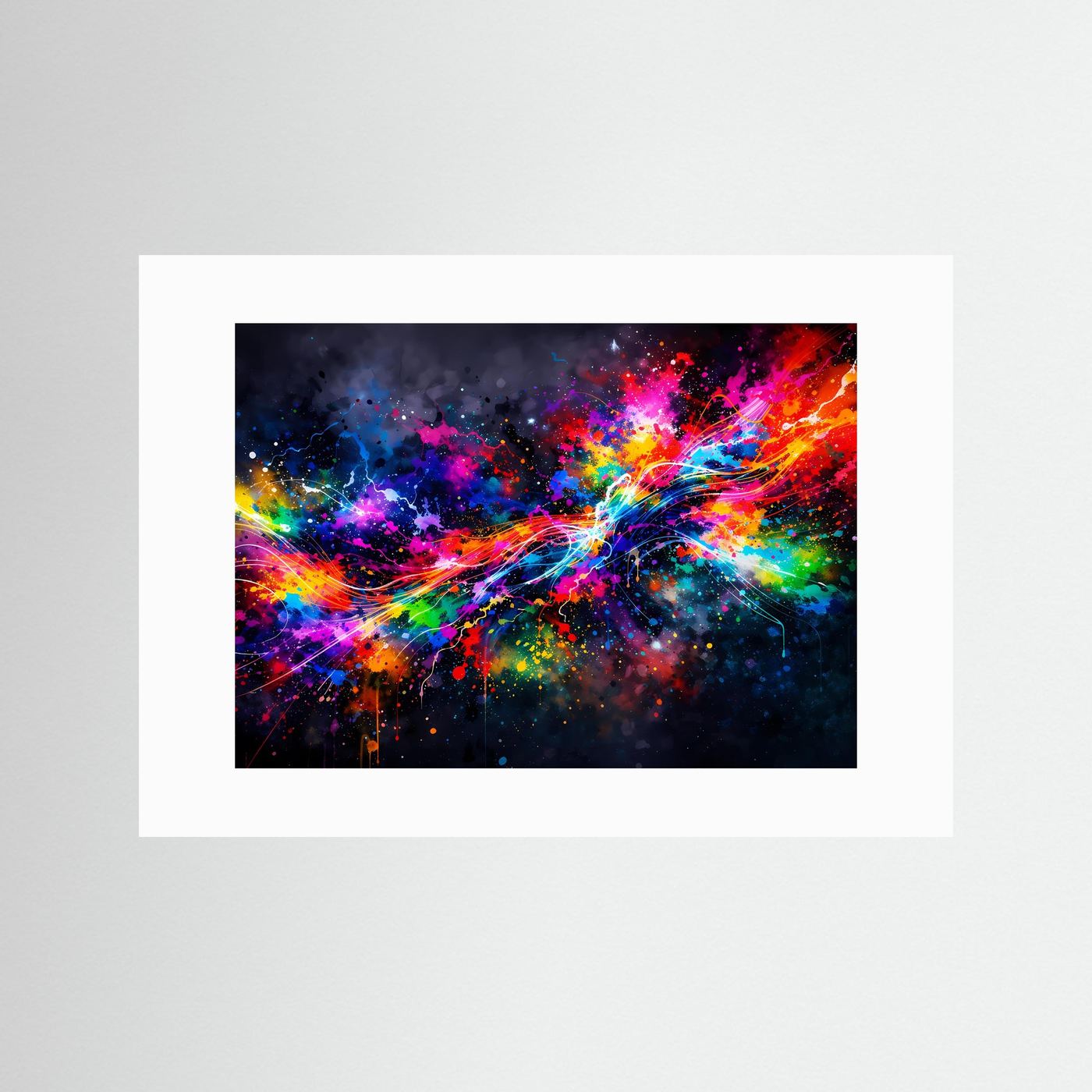 Abstrakte Farbexplosion im Splash Style | Modernes Kunst Poster Querformat