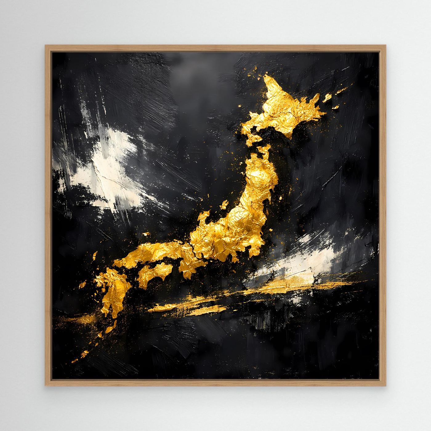 Leinwand Elegante Japan-Karte in Gold & Schwarz | Modernes Abstraktes Wandbild