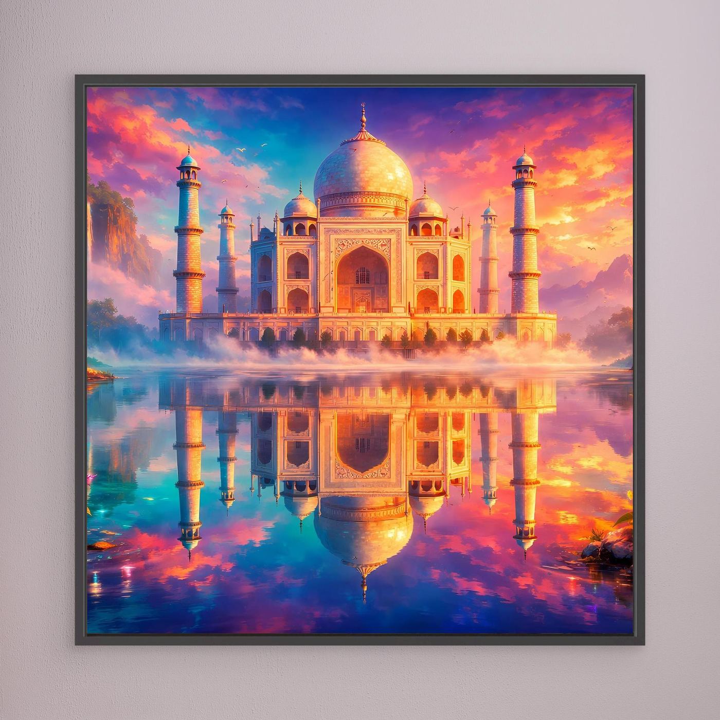 Leinwandbild Magisches Taj Mahal | Orientalisches Palast Wandbild auf echtem Holzkeilrahmen