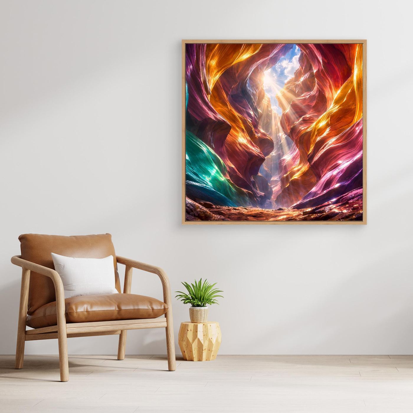 Leinwandbild Magischer Antelope Canyon | Abstraktes Felsenschauspiel Wandbild auf echtem Holzkeilrahmen
