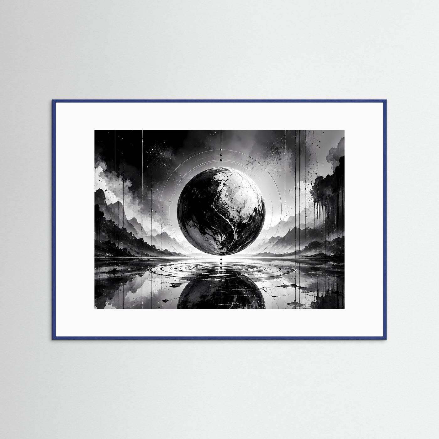 Schwarz Weiß Kugel Poster | Abstrakte Sphere Wandbild | Minimalistische Moderne Kunst | Monochrome Wall Art