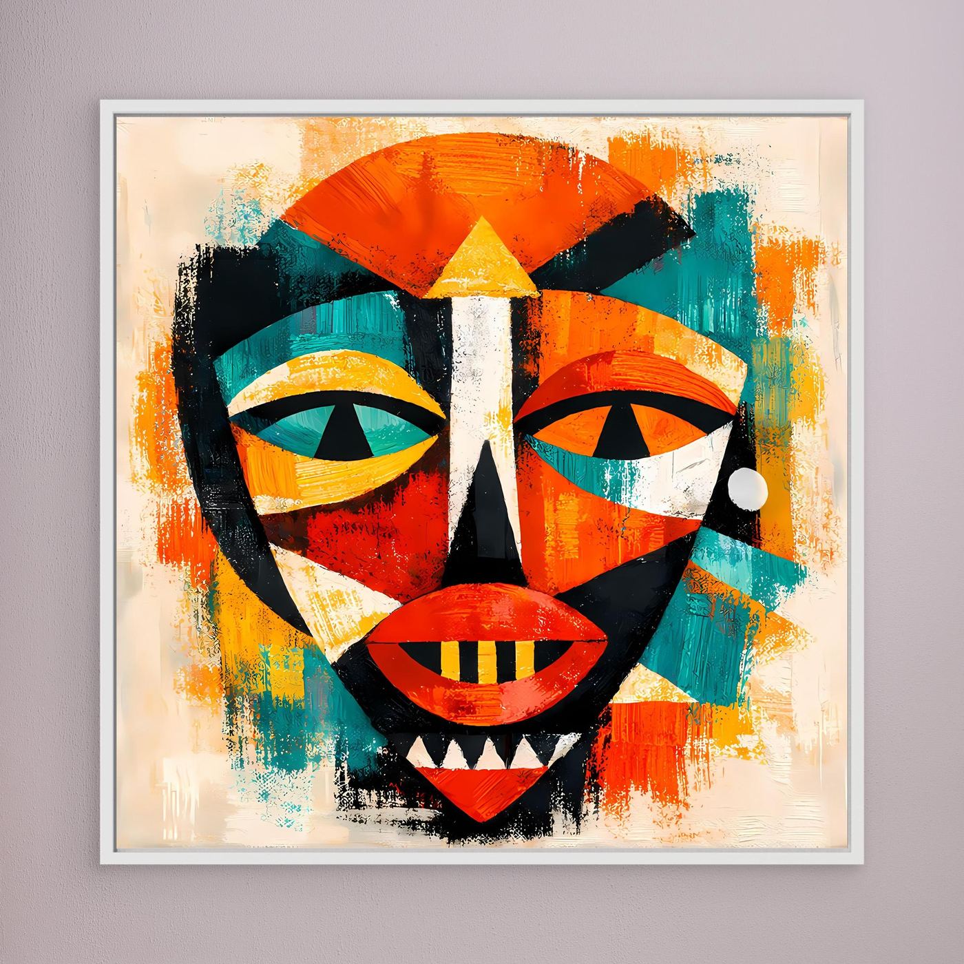 Leinwand Abstrakte Afrikanische Maske | Kubistisches Modern Art Wandbild