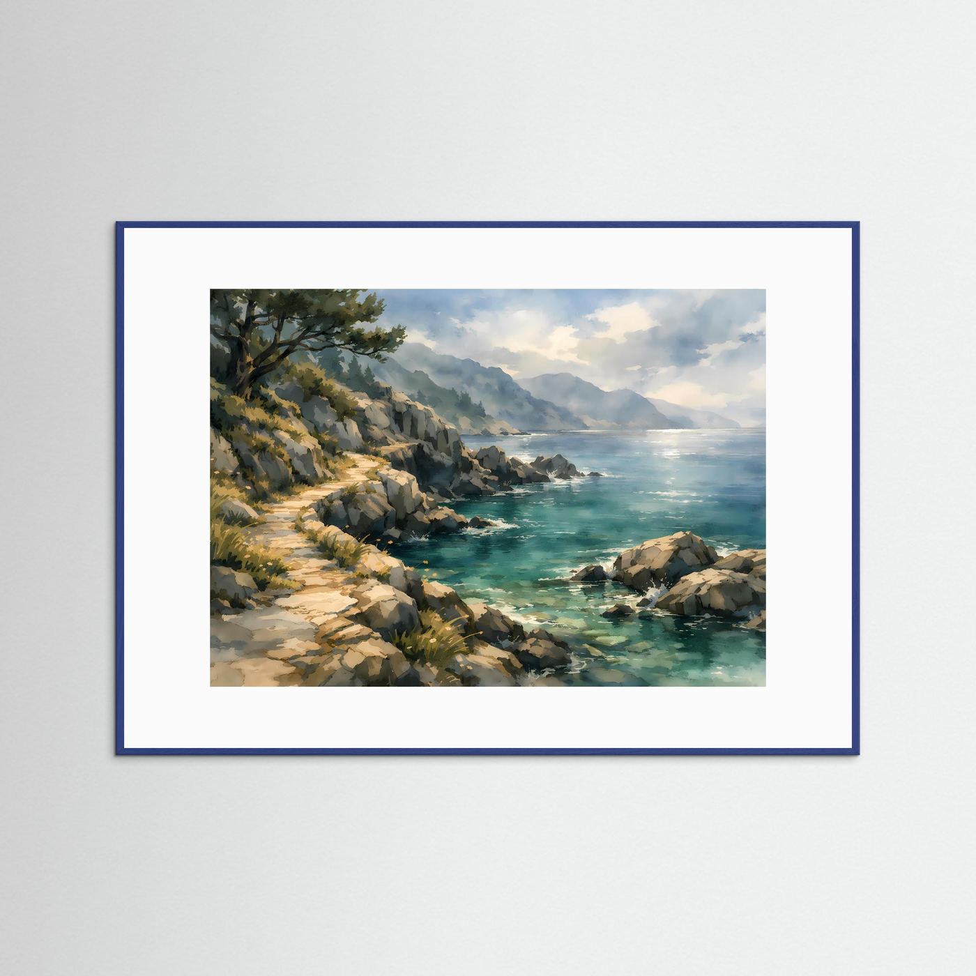 Mediterraner Küstenpfad am Meer | Panorama Natur & Landschaft Poster Querformat