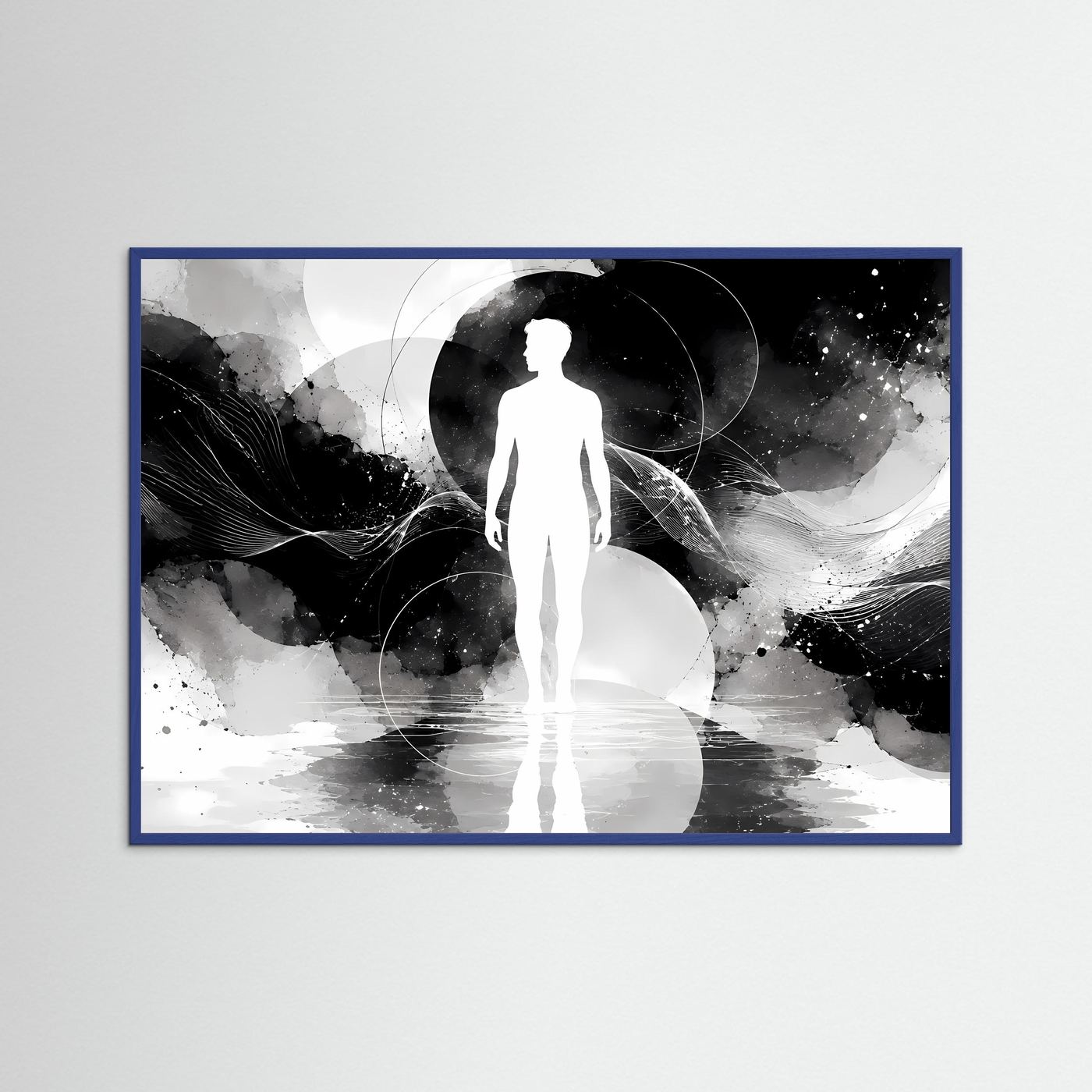 Abstrakte Mensch Silhouette Schwarz Weiß Poster | Minimalistische Line Art | Moderne Wandkunst | Spirituelles Design | Zeitgenössische Leinwand