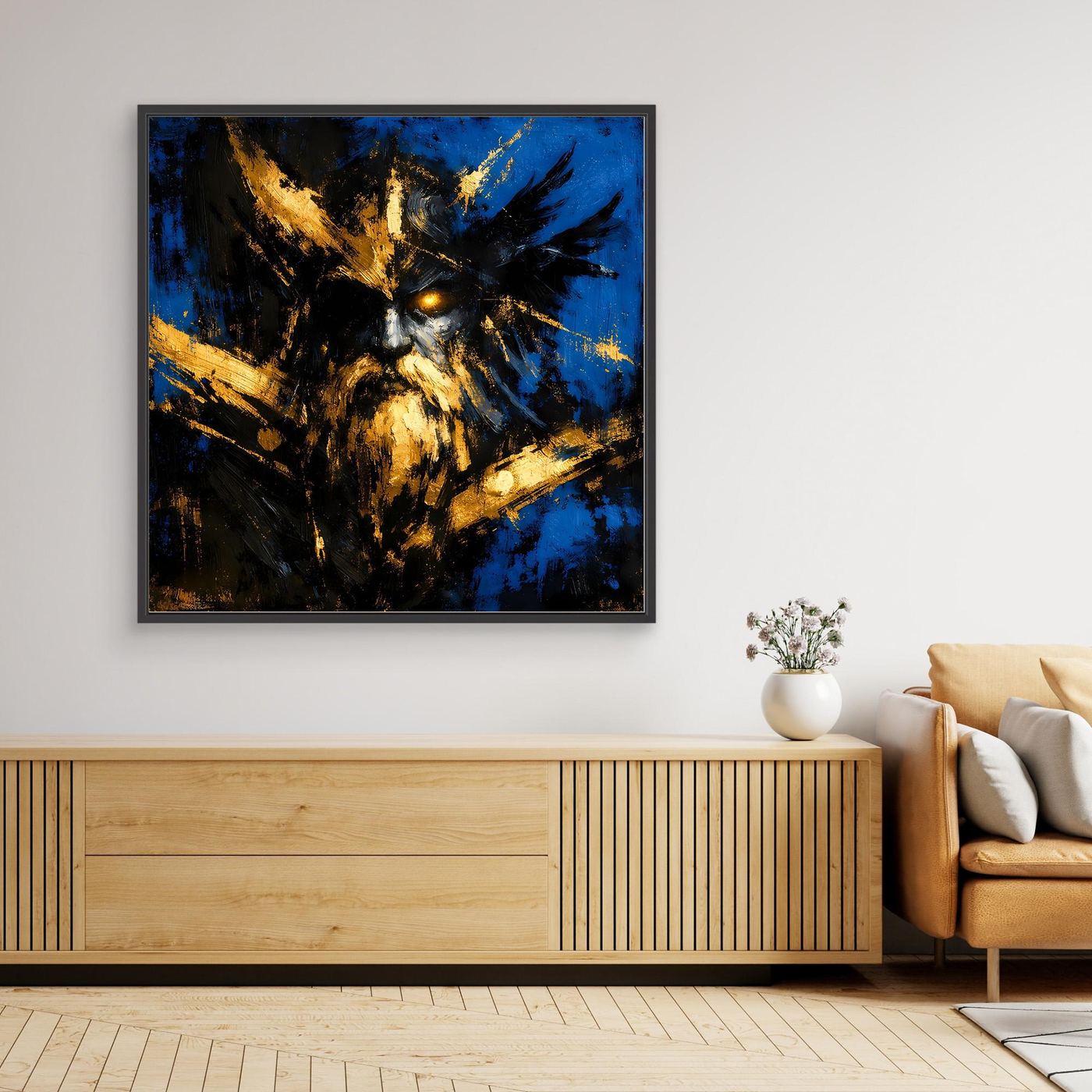 Leinwand Mythischer Nordischer Gott Odin | Abstraktes Wikinger Wandbild