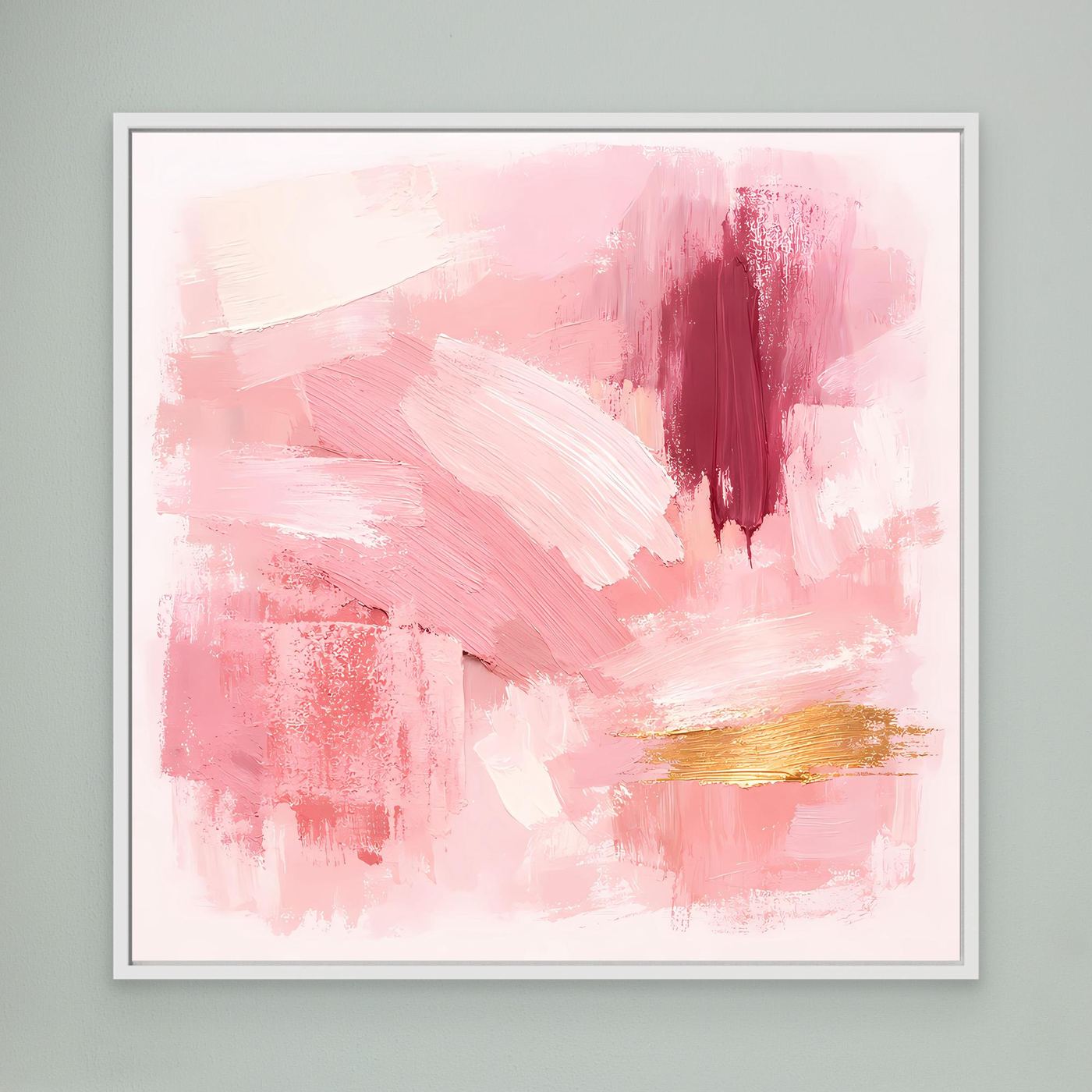 Leinwand Abstraktes Gemälde in Rosa und Gold | Modernes Elegantes Wandbild Pastell