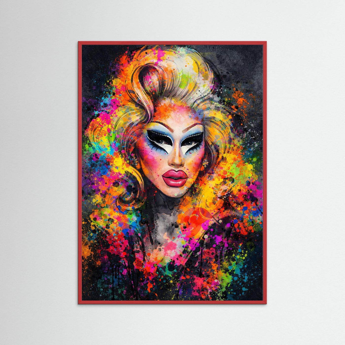Poster Drag Queen Porträt Abstrakt | Buntes Farbexplosion Wandbild