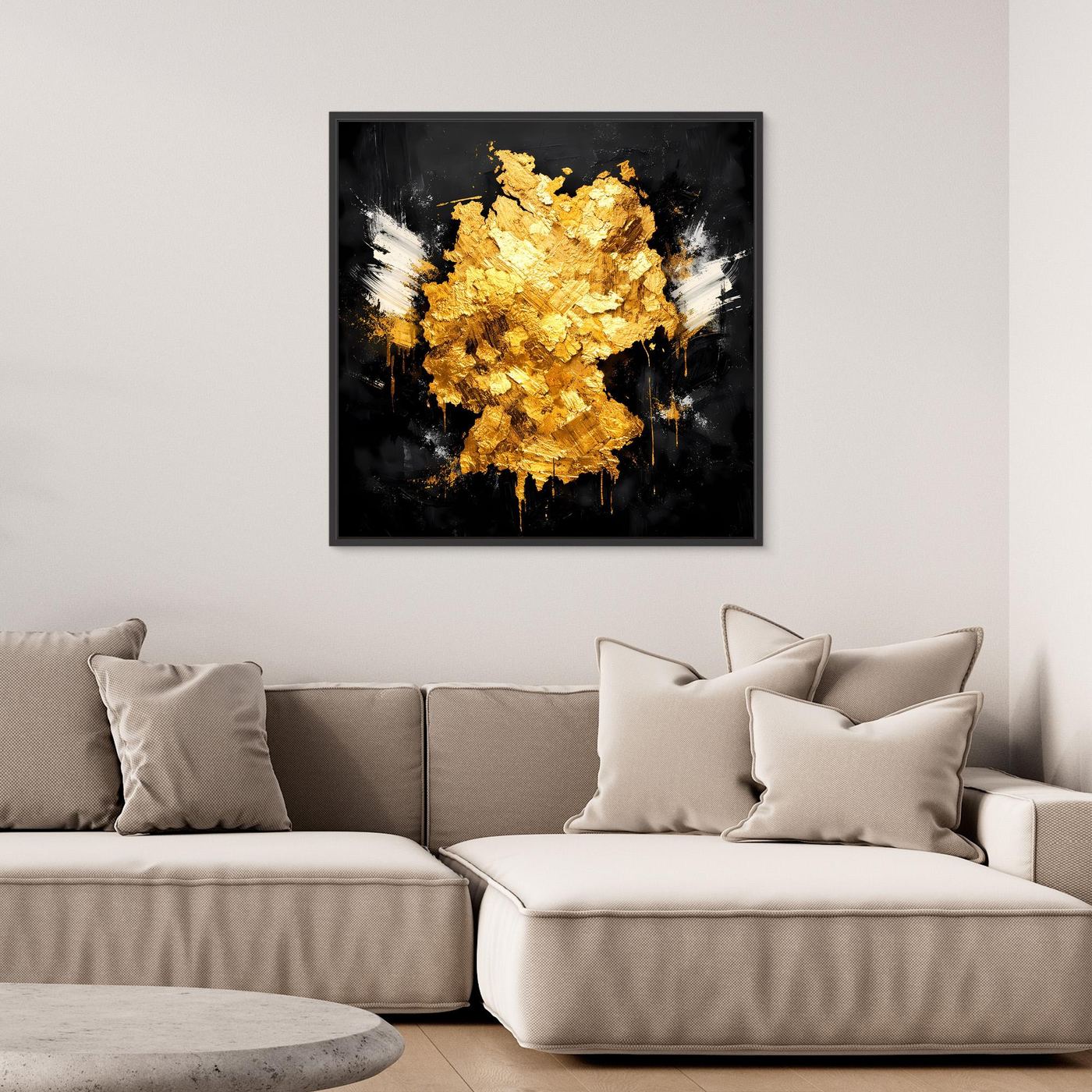 Leinwand Elegante Deutschlandkarte in Gold & Schwarz | Modernes Abstraktes Wandbild