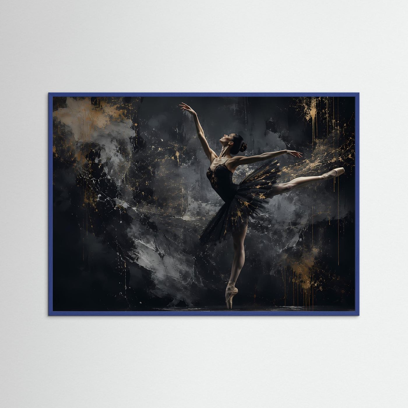 Elegante Ballerina in Schwarz & Gold | Moderne Tanzkunst Poster