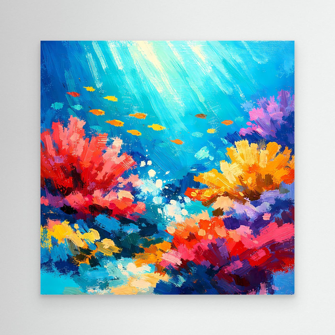 Leinwand Abstraktes Korallenriff Unterwasser | Modernes Ozean Wandbild Bunt