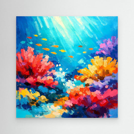 Leinwand Abstraktes Korallenriff Unterwasser | Modernes Ozean Wandbild Bunt
