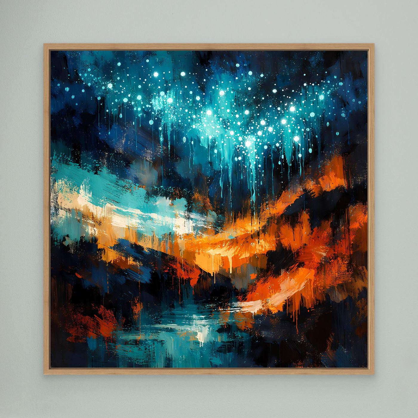 Leinwand Magische Glühwürmchen-Höhle | Abstraktes Natur Fantasy Wandbild