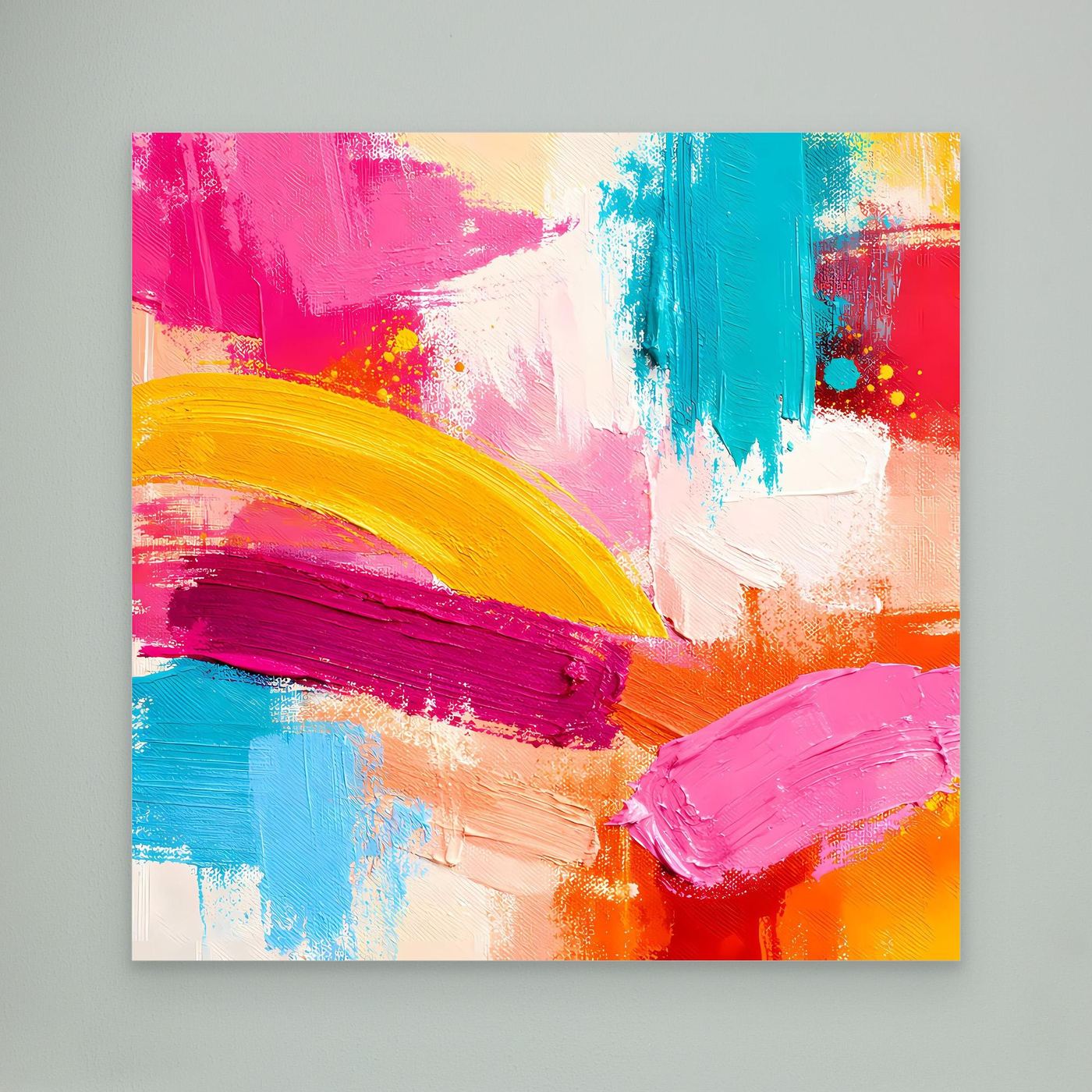 Abstract pastel canvas wall art with layered brush strokes, no frame