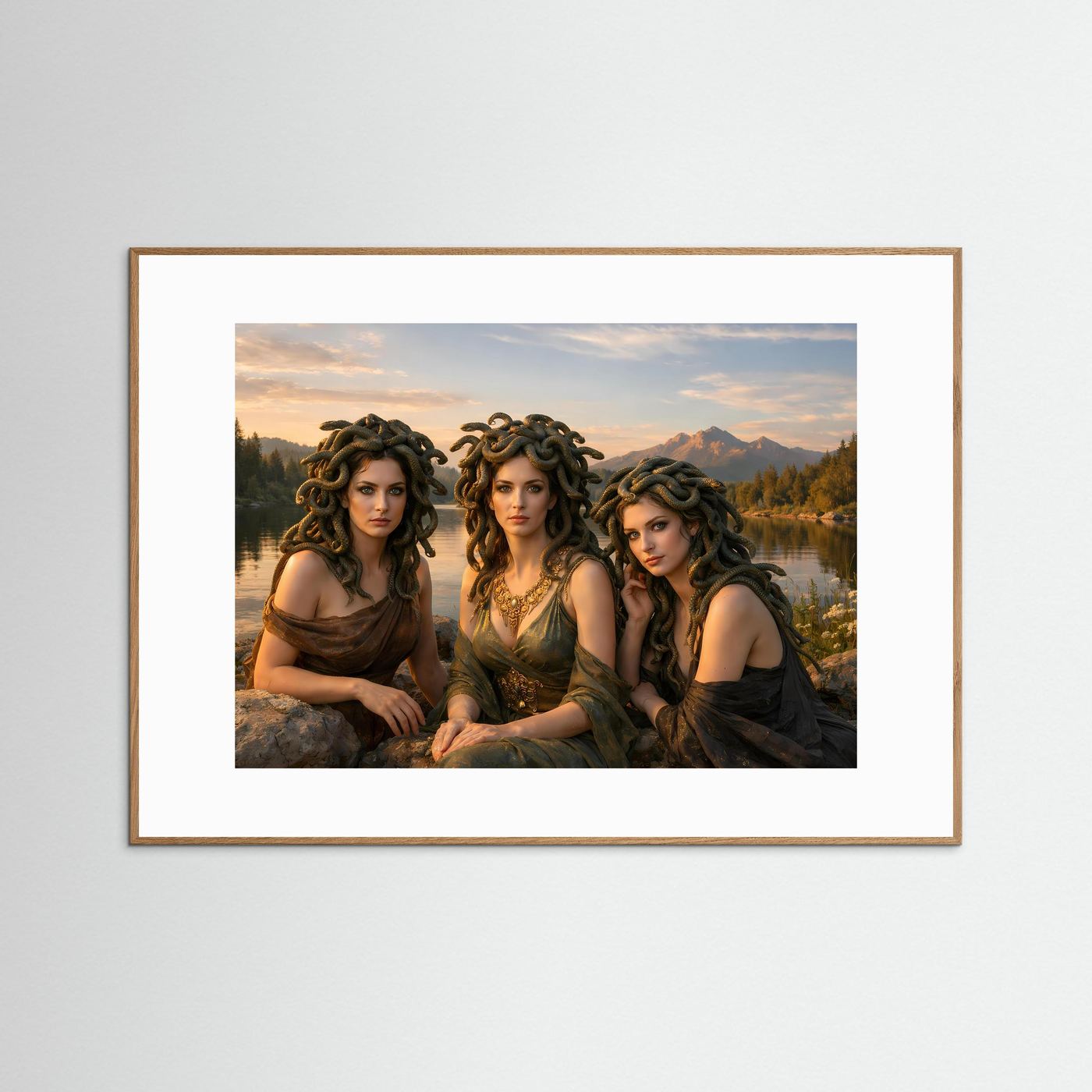 Die Schwestern der Medusa am See | Mythologische Fantasy & Natur Poster Querformat