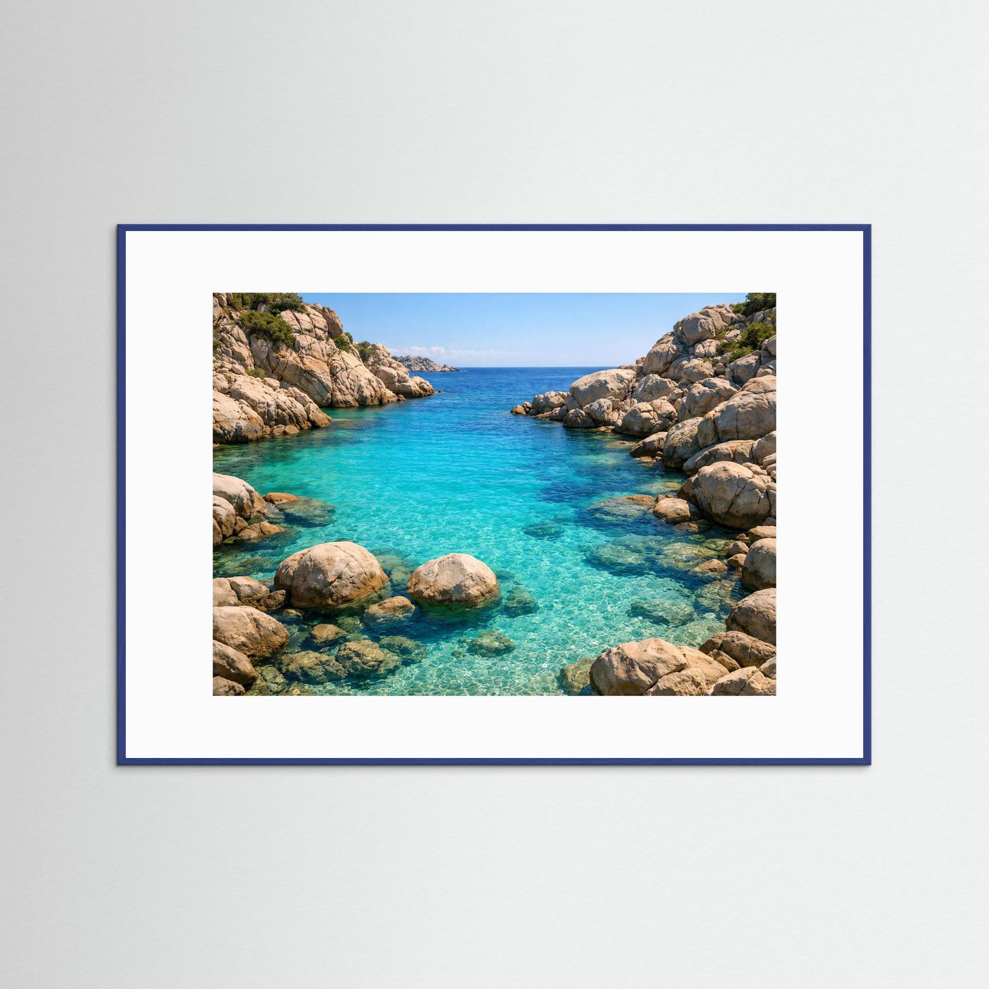 Türkisblaue Felsenbucht | Karibischer Strand & Natur Poster Querformat