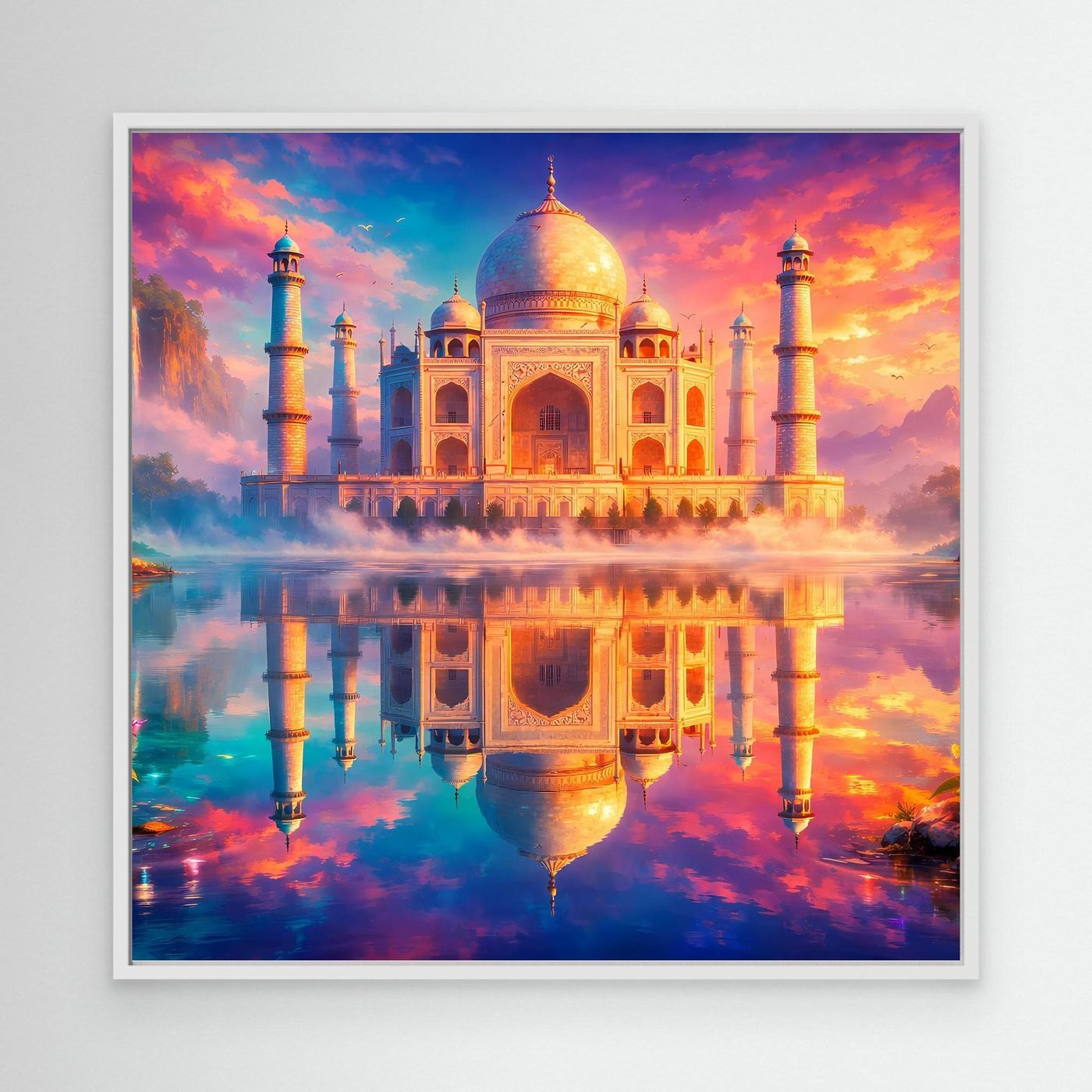 Leinwandbild Magisches Taj Mahal | Orientalisches Palast Wandbild auf echtem Holzkeilrahmen