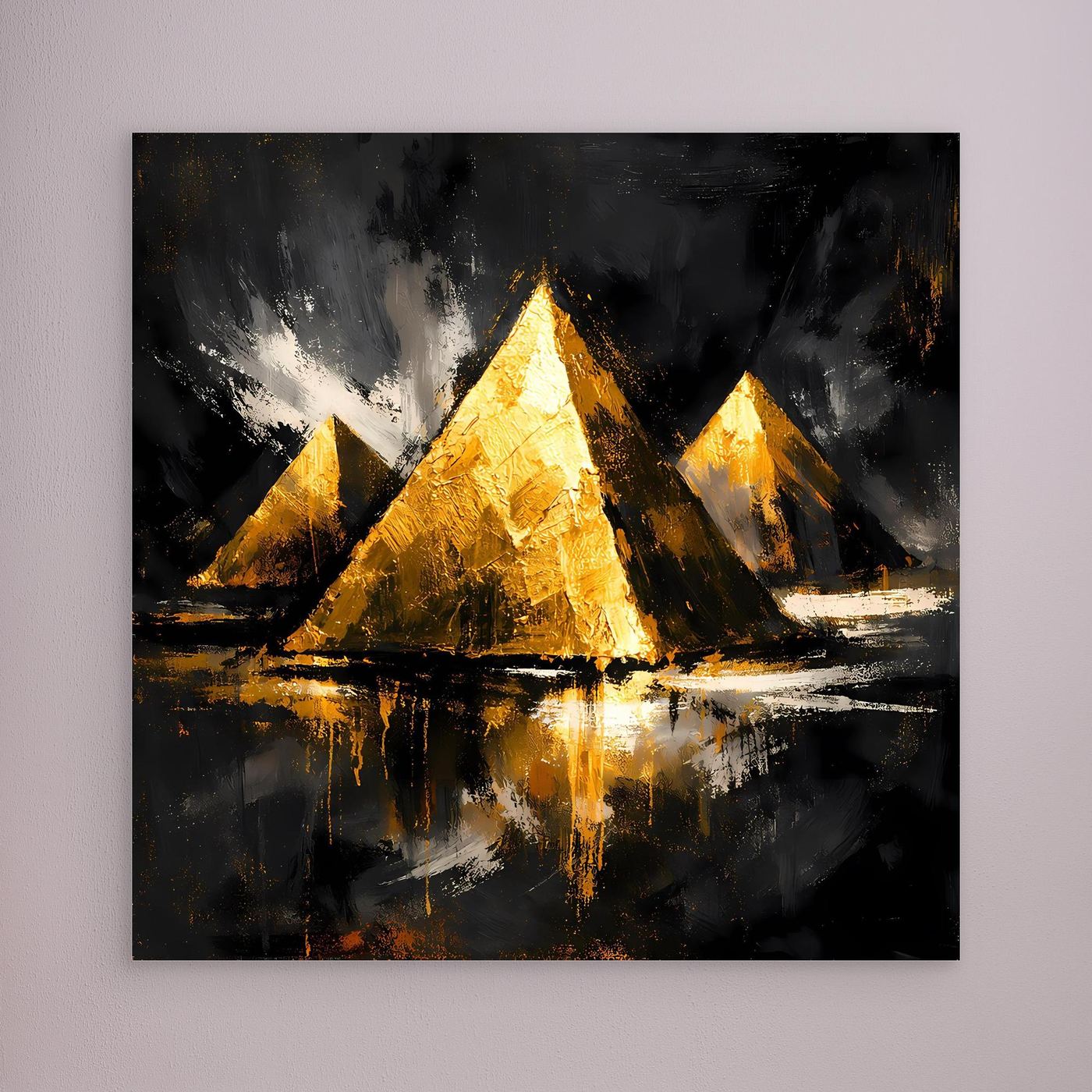 Leinwand Goldene Pyramiden von Gizeh | Abstraktes Ägypten Wandbild Modern