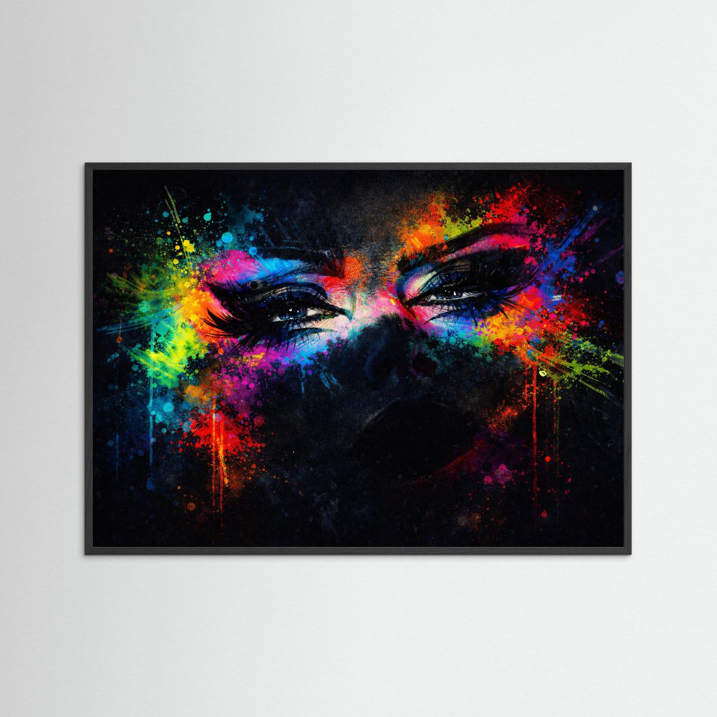 Magie des Blicks & Farbexplosion | Moderner Kunst Print Querformat Wandbild