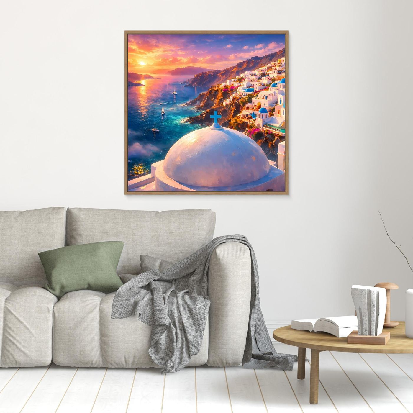 Leinwandbild Traumhaftes Santorini bei Sonnenuntergang | Maritimes Urlaubsflair