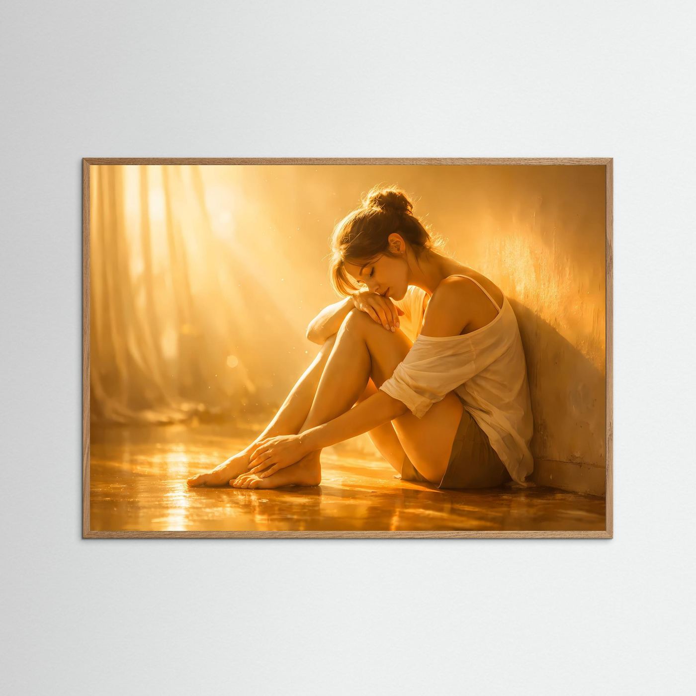 Frau im goldenen Sonnenlicht | Ästhetisches Porträt & Sinnliche Wandkunst Poster Querformat