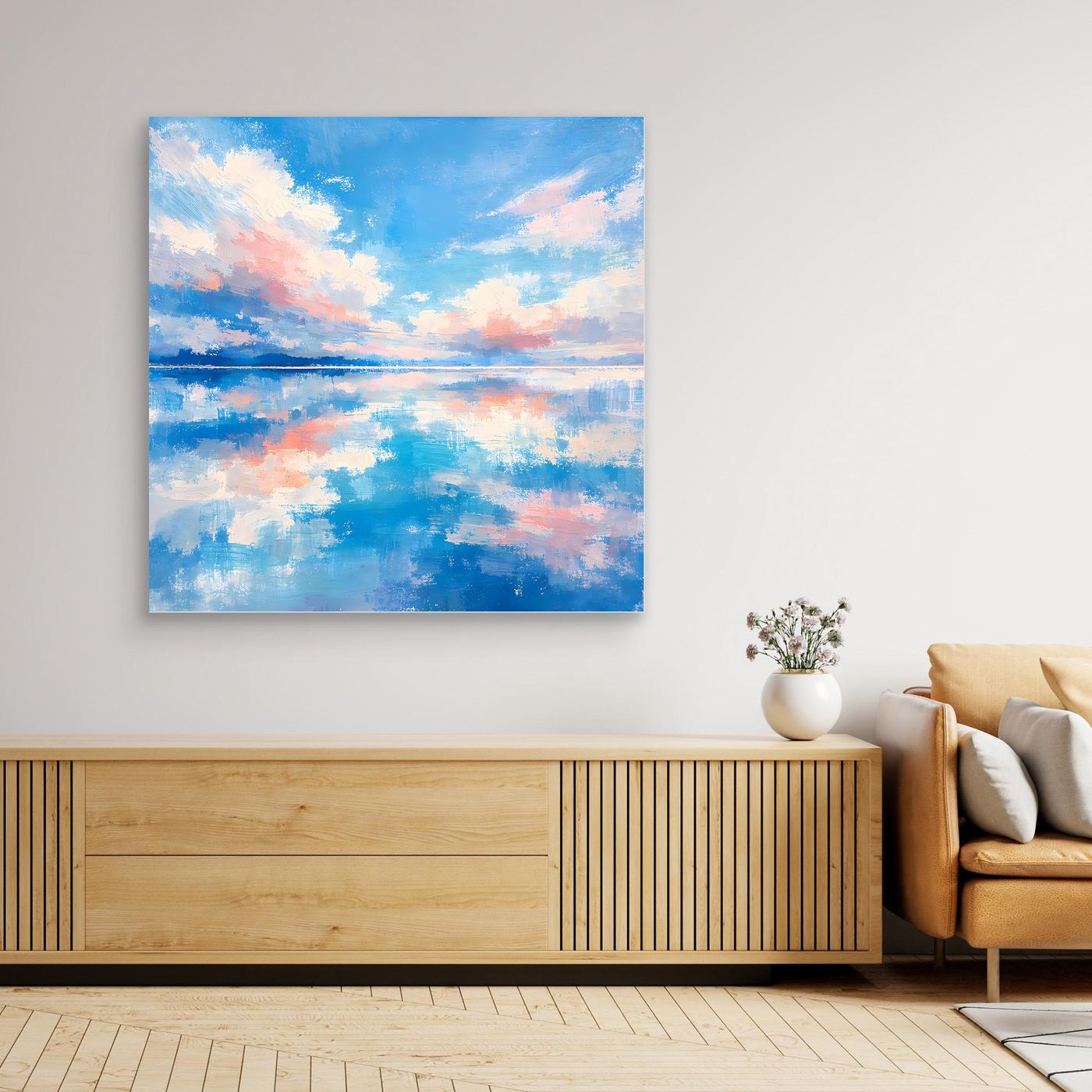 Leinwand Abstrakte Meereslandschaft mit Wolken | Modernes Wandbild auf Keilrahmen