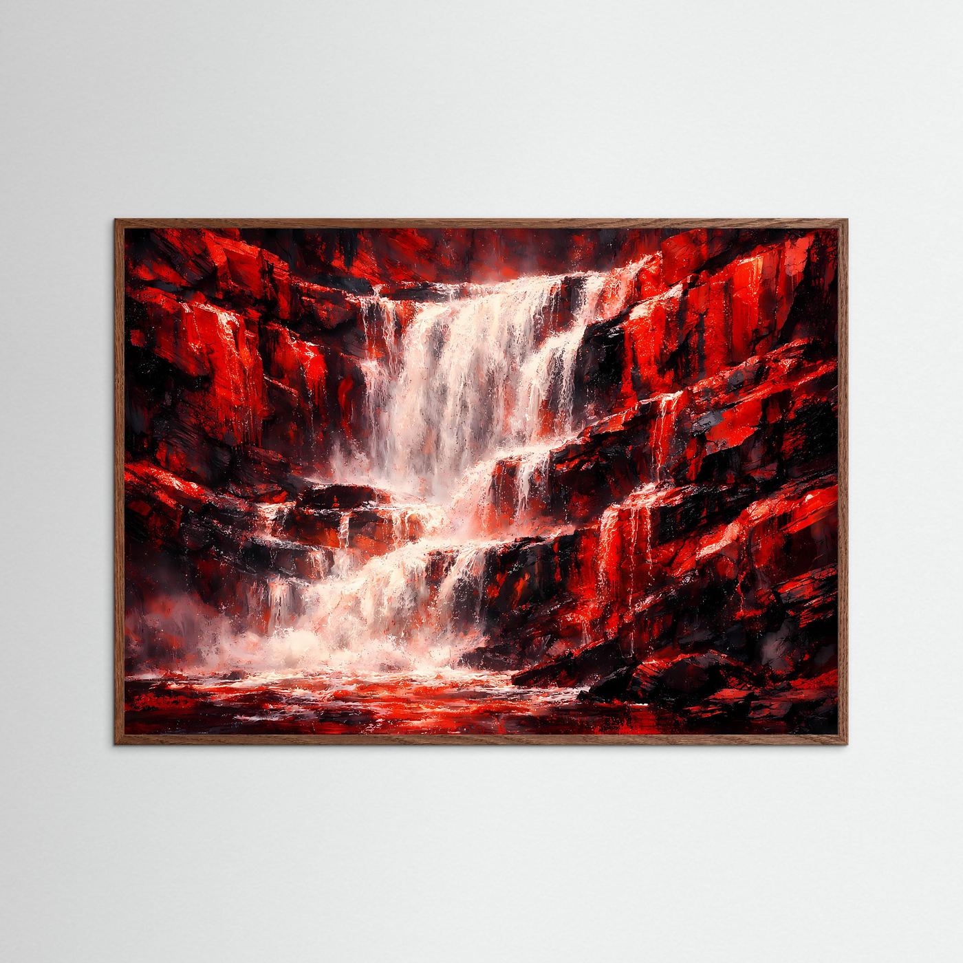 Dramatischer roter Wasserfall | Gewaltige Natur & Felsen Poster Querformat