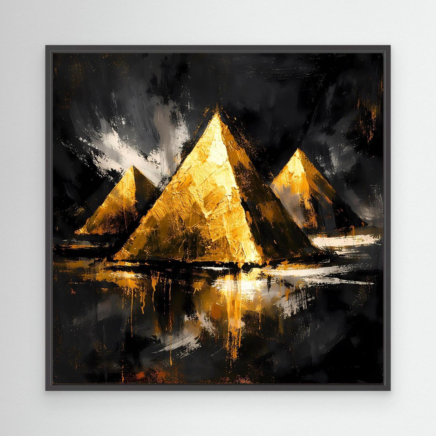 Leinwand Goldene Pyramiden von Gizeh | Abstraktes Ägypten Wandbild Modern