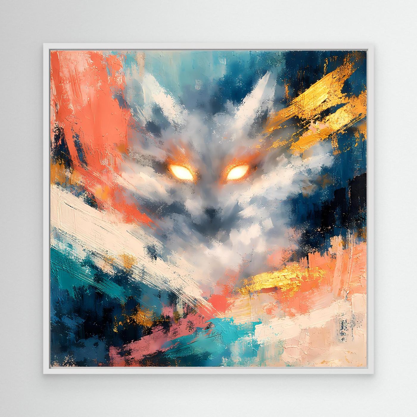 Leinwandbild Abstrakter Kitsune Fuchs | Modernes Japanisches Kunstwerk