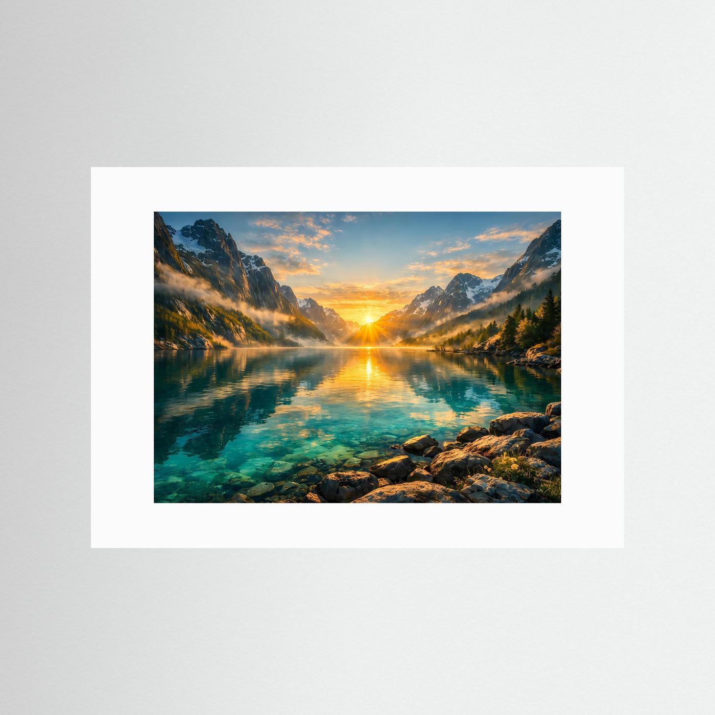 Sonnenaufgang über dem Alpinen Bergsee | Panorama Natur & Berg Poster Querformat