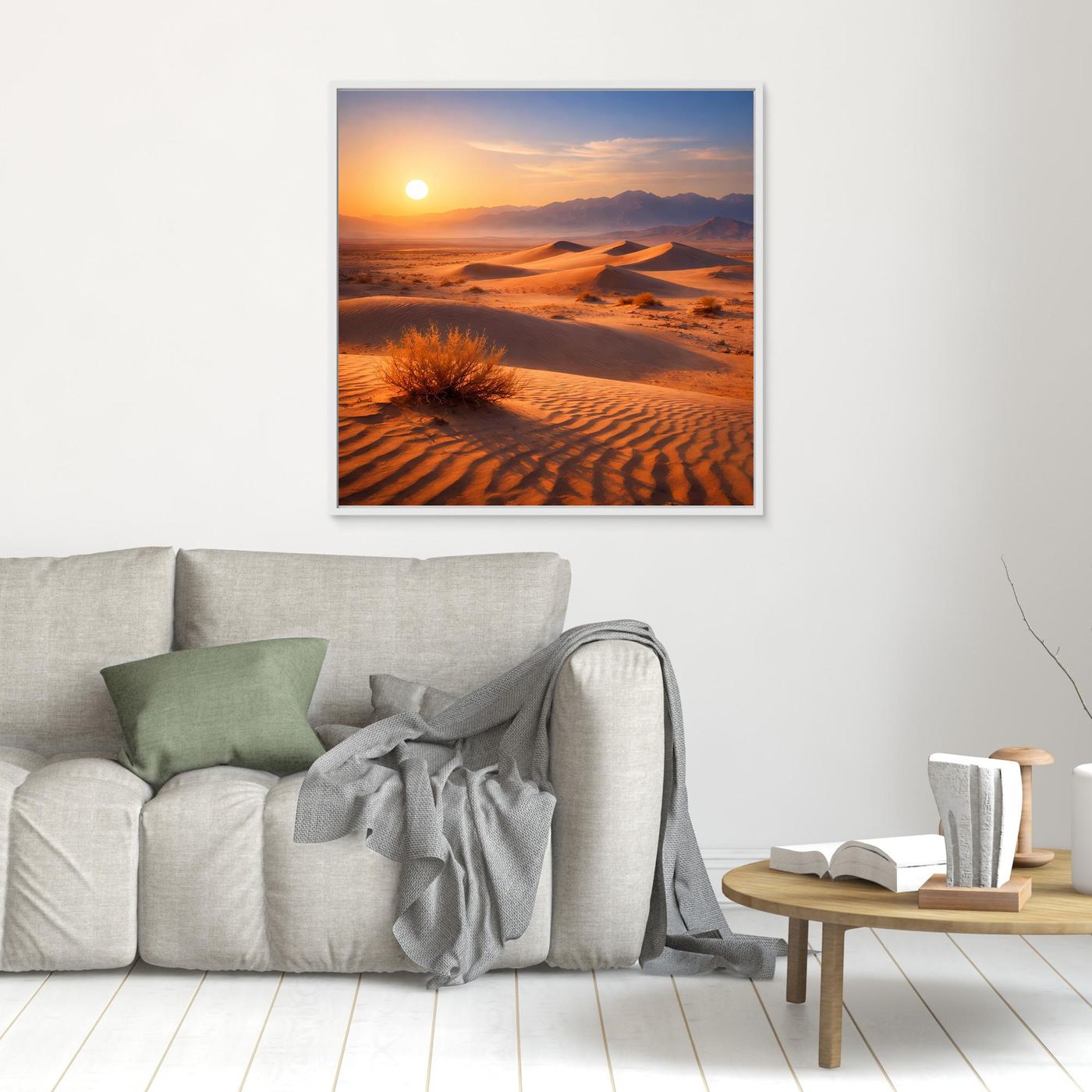Leinwand Goldener Sonnenuntergang in der Wüste | Modernes Dünen-Landschaft Wandbild