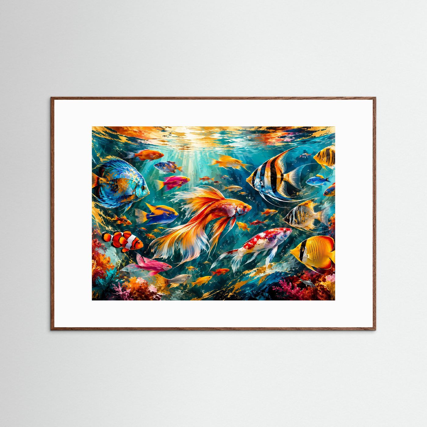 Unterwasserwelt in bunten Farben | Modernes Wandbild mit Korallenriff & exotischen Fischen