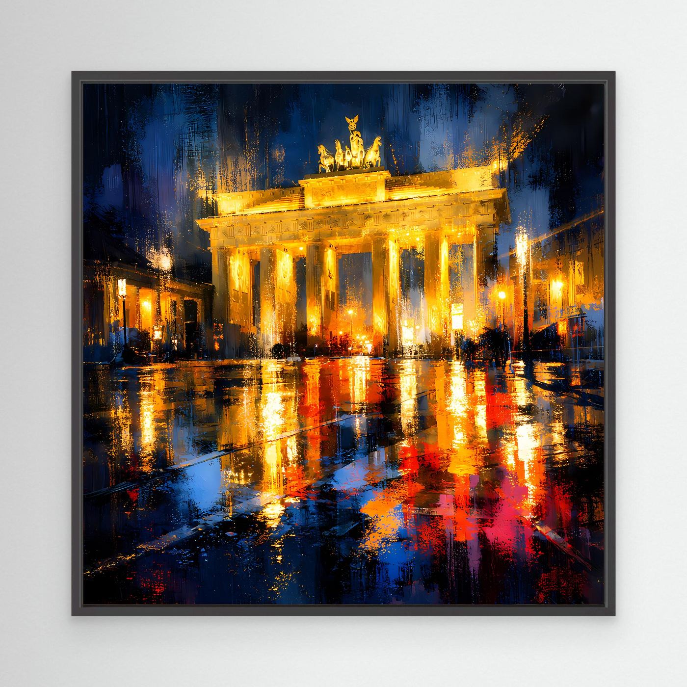 Leinwand Beleuchtetes Brandenburger Tor bei Nacht | Abstraktes Berlin Wandbild