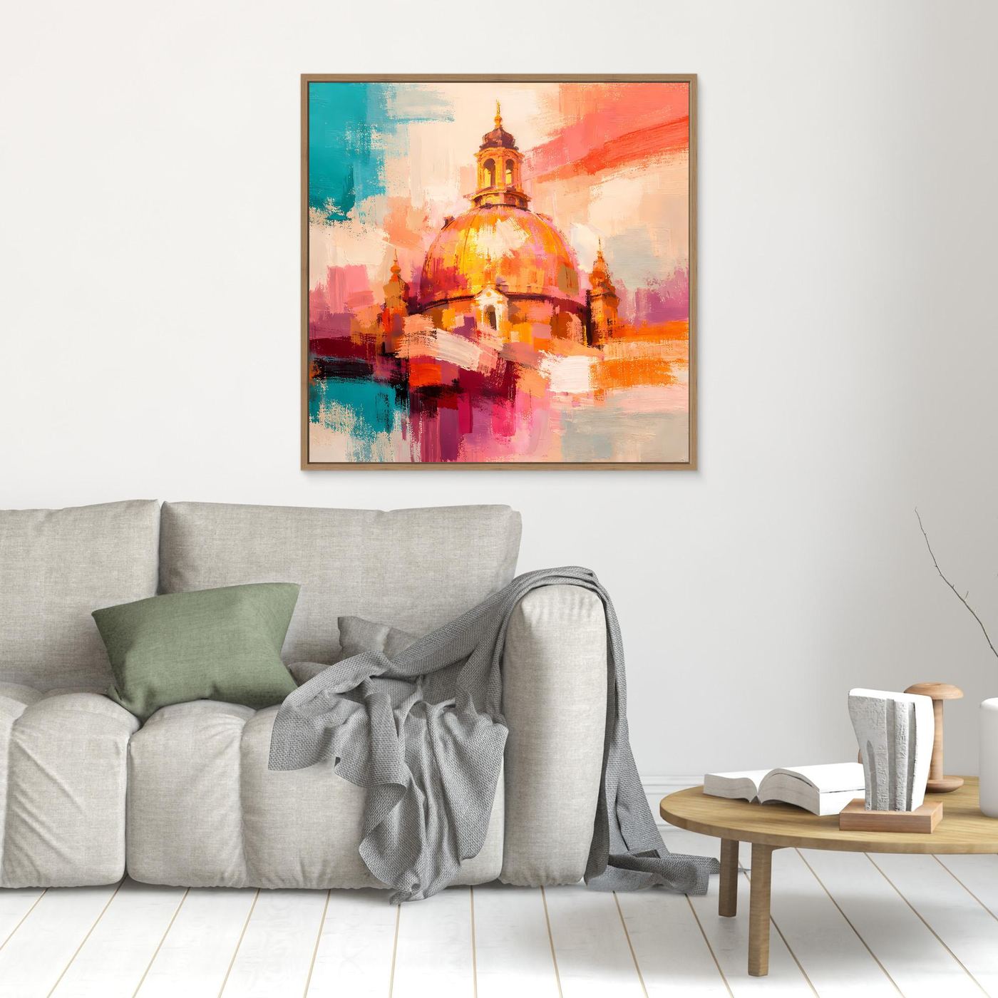 Leinwand Dresden Frauenkirche Wandbild | Abstraktes Architektur Bild Bunt