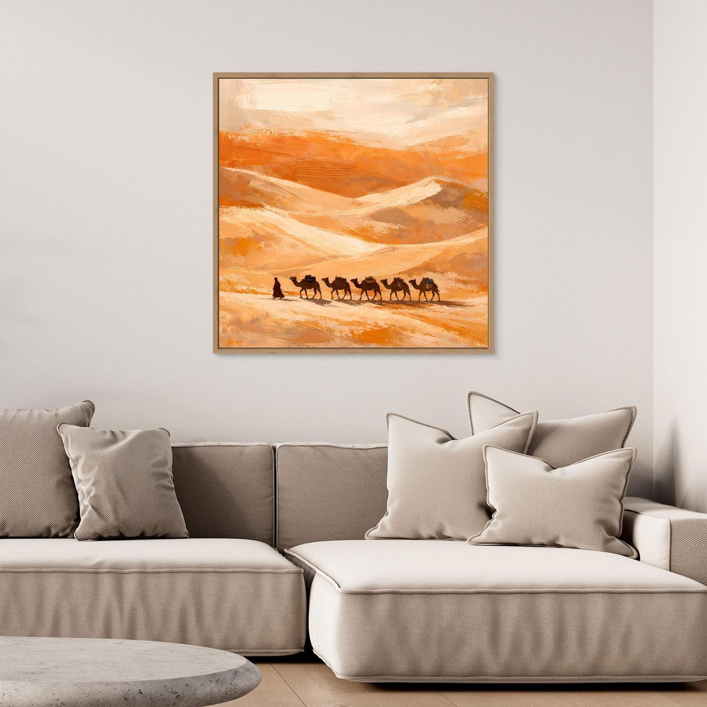 Leinwand Kamelkarawane in der Wüste | Abstraktes Orient Wandbild