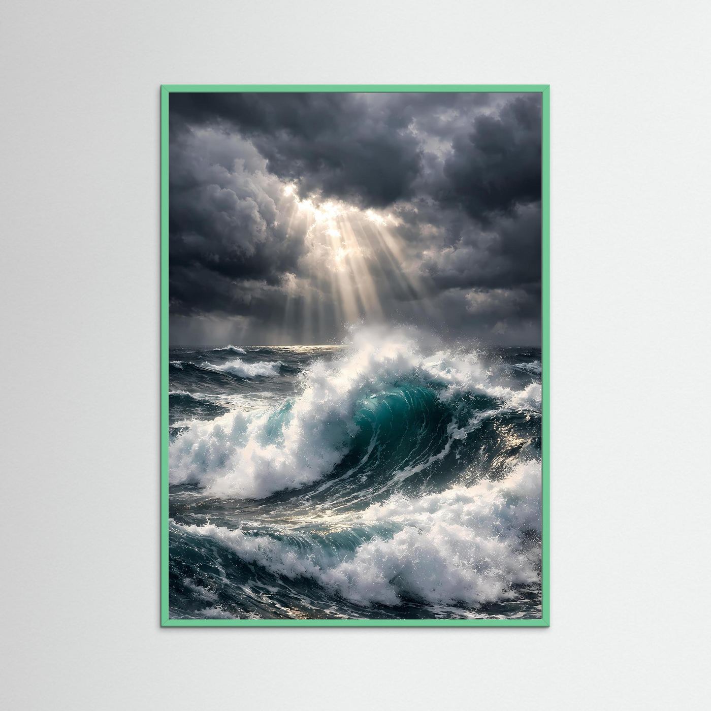 Poster Aufgewühltes Meer im Gewitter | Majestätisches Ozean Wandbild