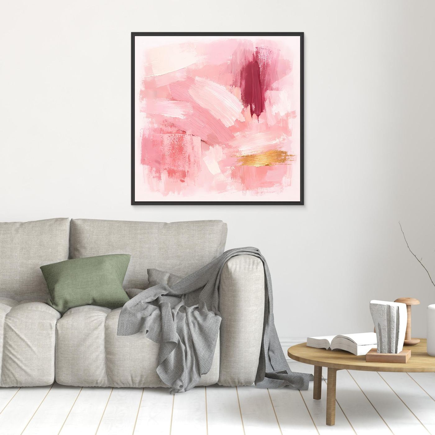 Leinwand Abstraktes Gemälde in Rosa und Gold | Modernes Elegantes Wandbild Pastell