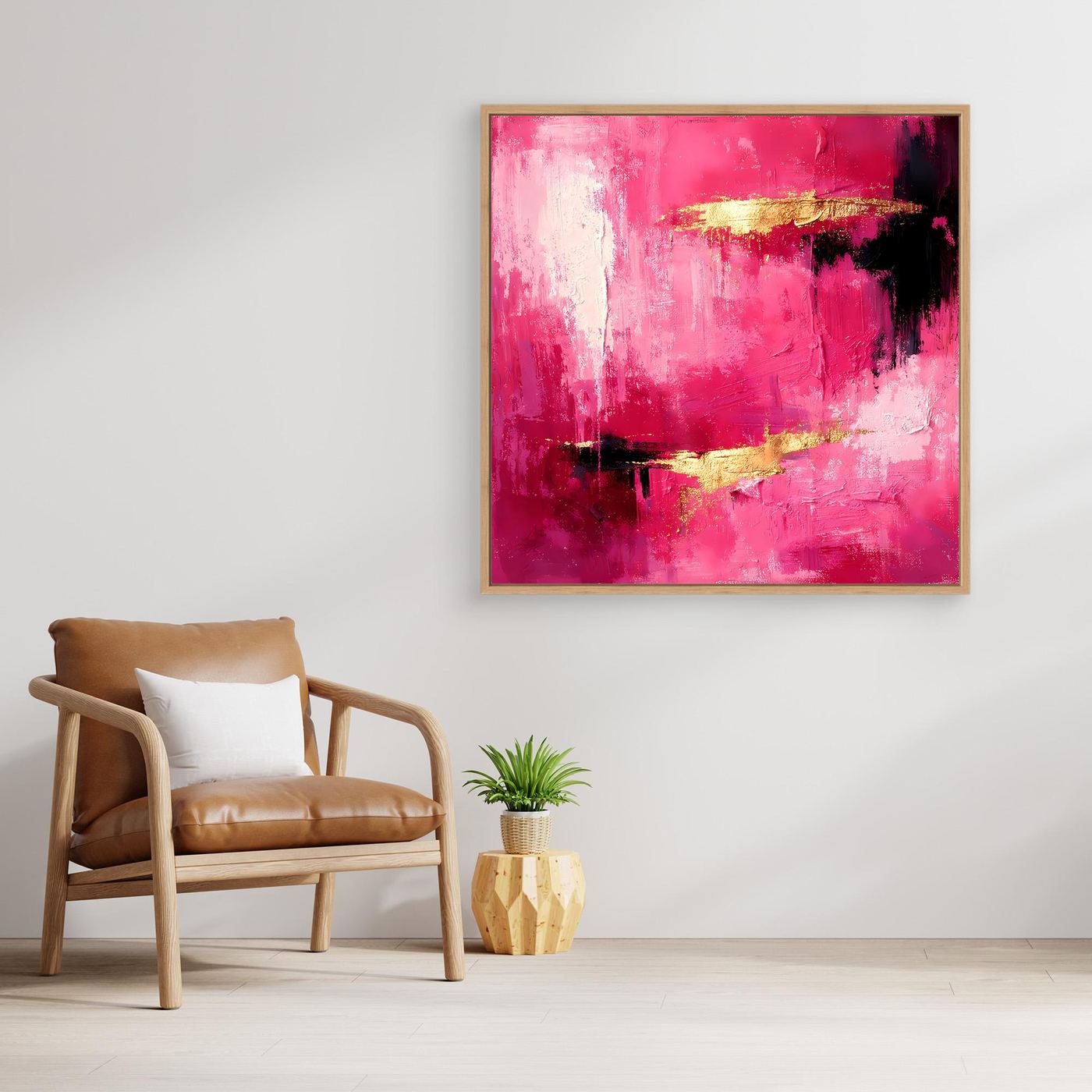 Leinwand Abstraktes Gemälde in Rosa und Gold | Modernes Elegantes Wandbild