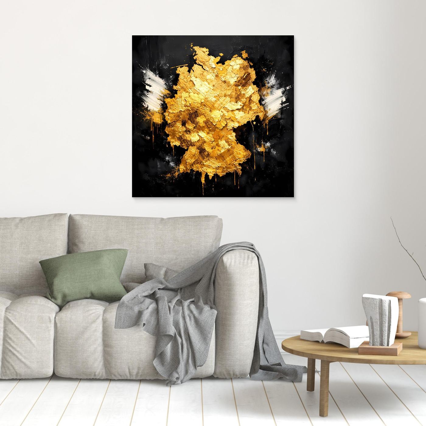 Leinwand Elegante Deutschlandkarte in Gold & Schwarz | Modernes Abstraktes Wandbild
